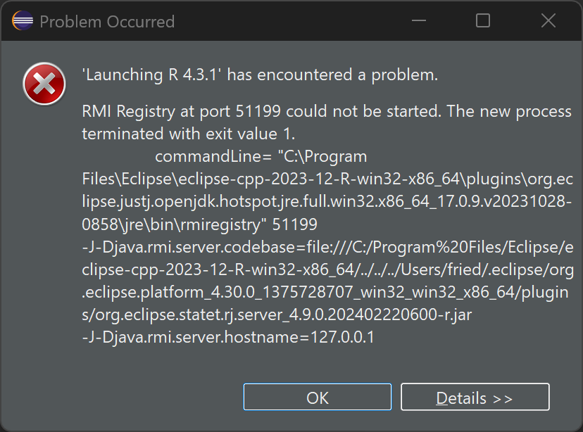 Port Error Screenshot